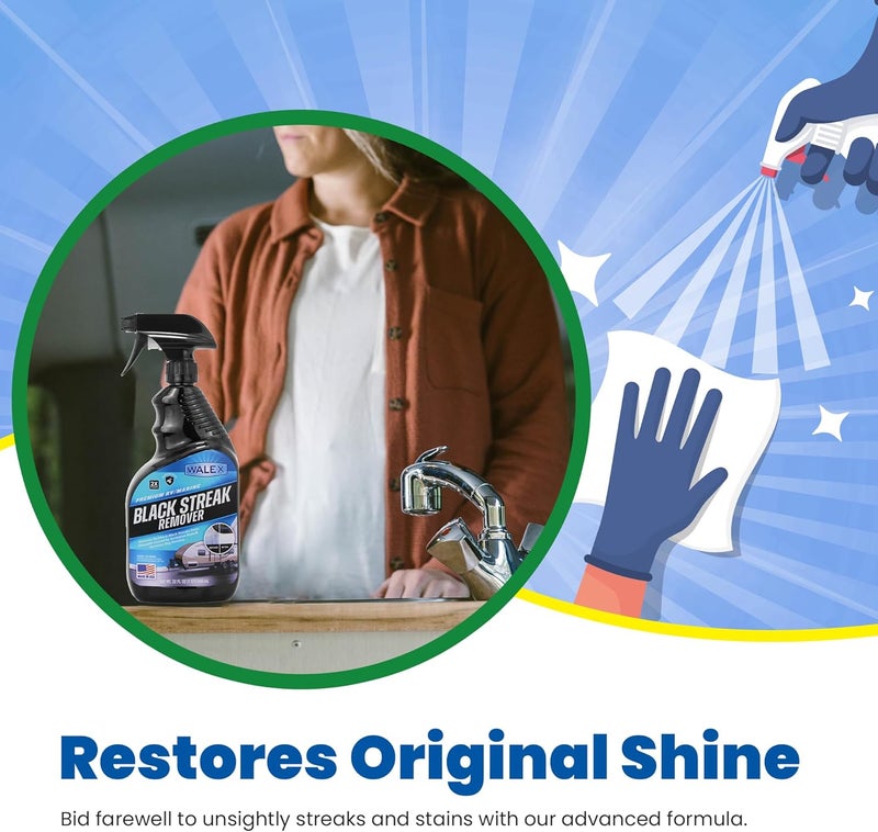 WALEX Premium RV/Marine Black Streak Remover - Powerful Exterior Cleaner for RVs, Campers, and Boats, Restores Original Shine, Removes Tough Stains & Scuff Marks, Easy Application, 1 Gallon - Image 2